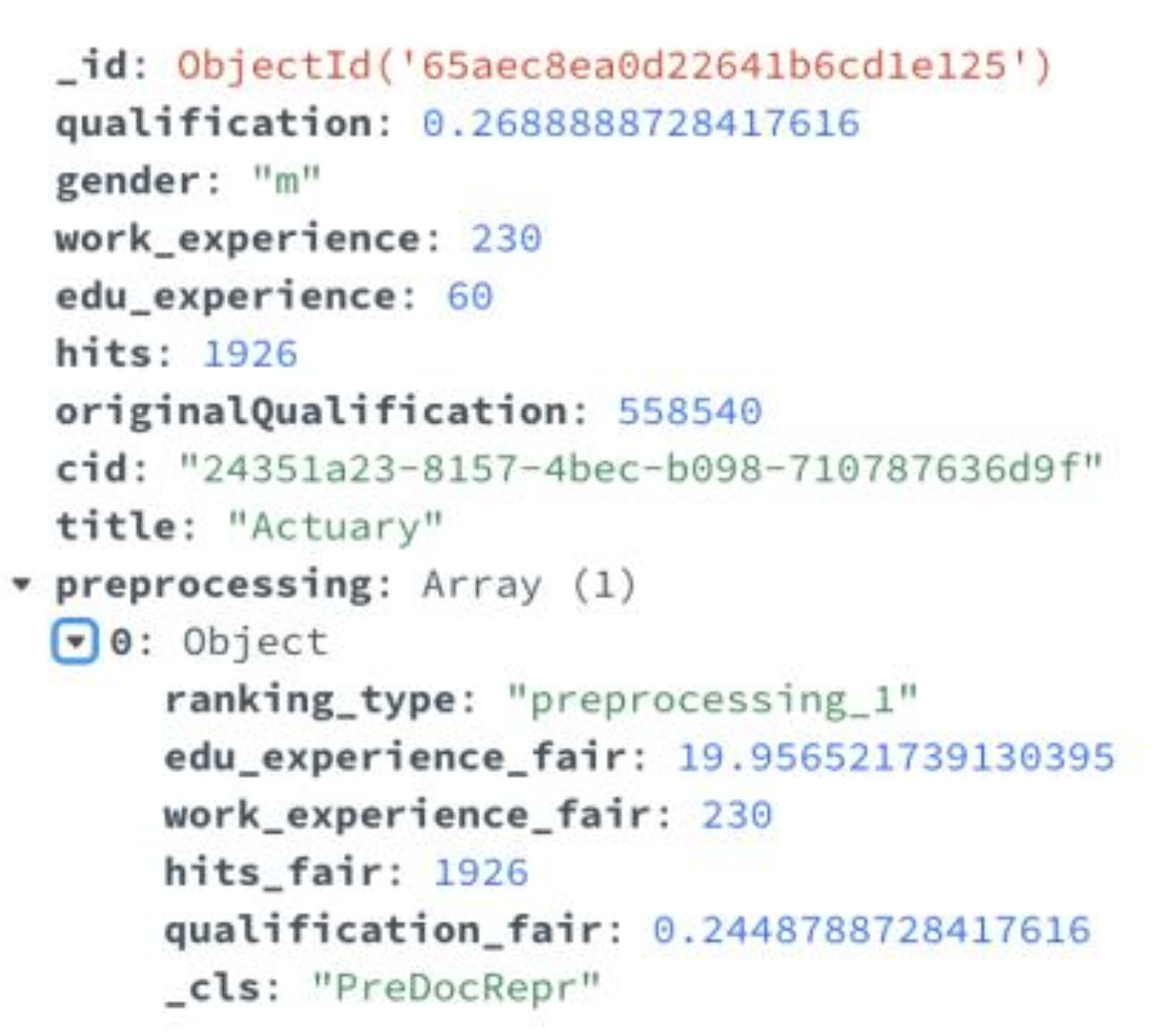 Example of documents data structure in MongoDB